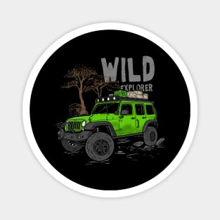 Wild Explorer Jeep - Adventure Green Jeep Wild Explore for Outdoor enthusiasts Magnet